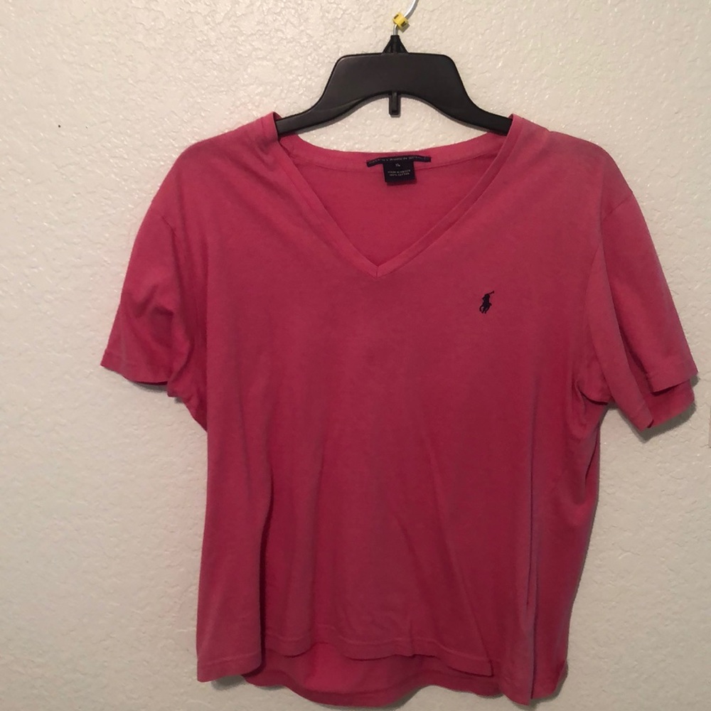 Pink polo v neck